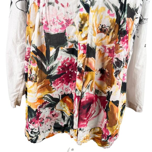 Soft Surroundings Champs De Fleur Floral Shirt Blouse L Button Down - Picture 10 of 16